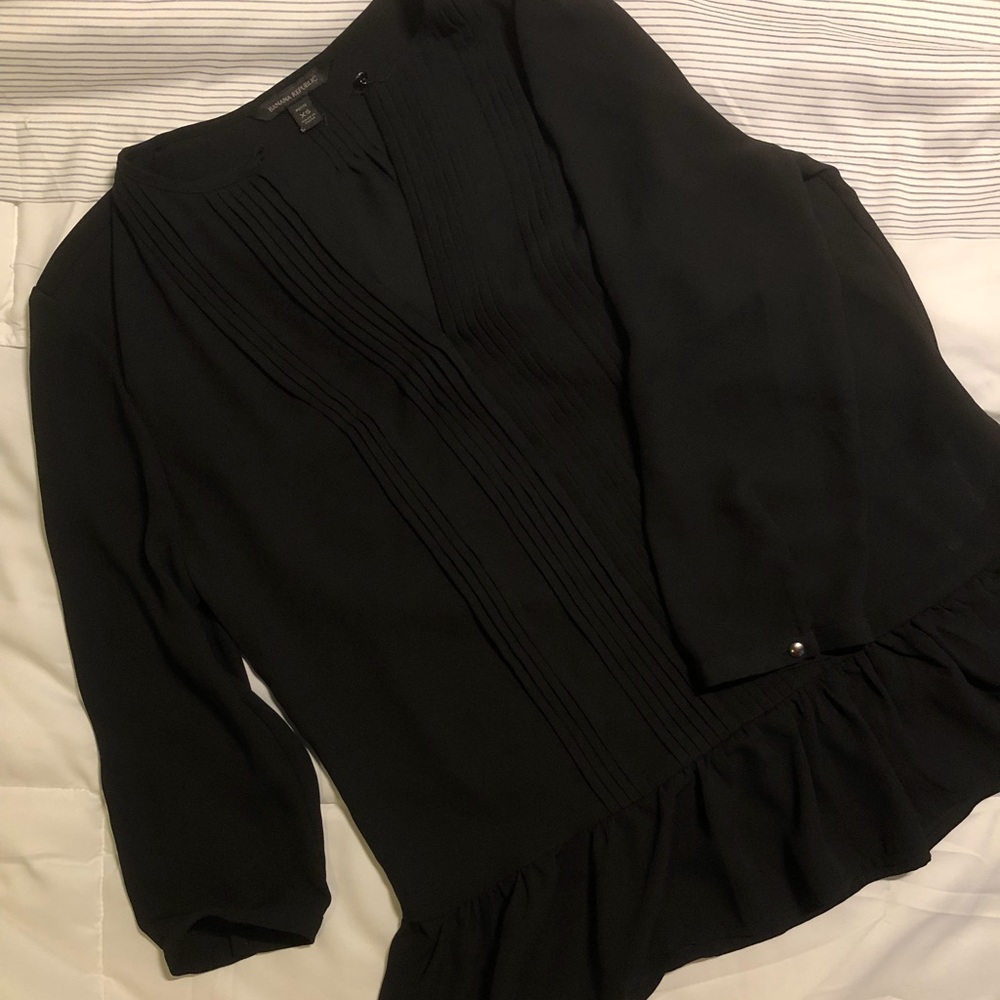 Banana Republic Black Peplum Blouse - Size XS
